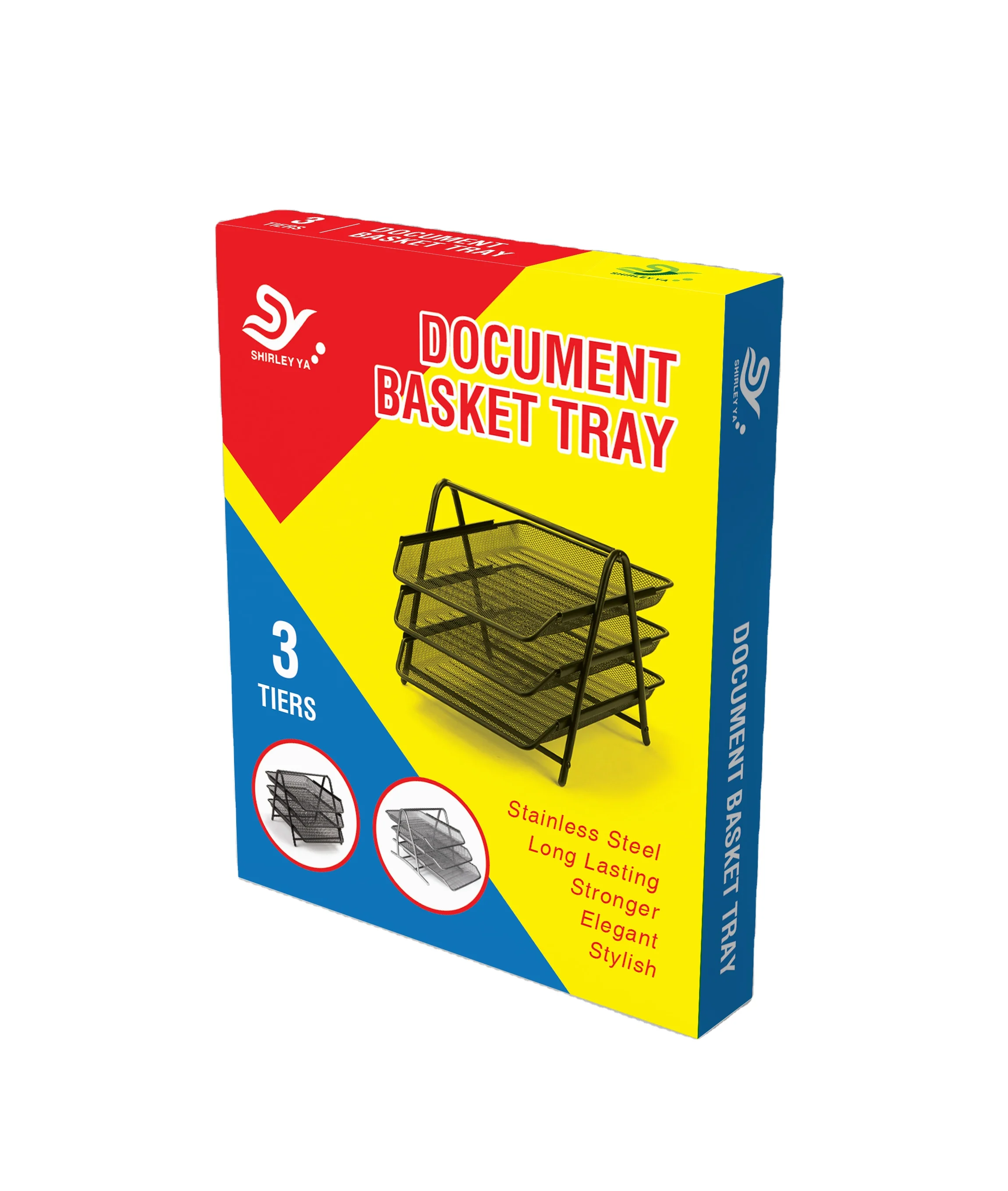 SHIRLEY YA Mindspace 3 Trays Metal File Tray Desktop Document Stackable Letter Organizer Office Paper Tray The Mesh Collection