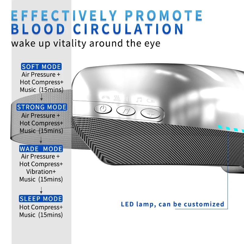 eye massager with hot compress airbag  kneading  massaging vibration music OEM visible help better sleep and  relieve headache