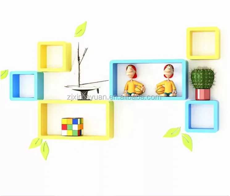 Home Decorative Wall Book Cube Living Room MDF Floating Display Shelf