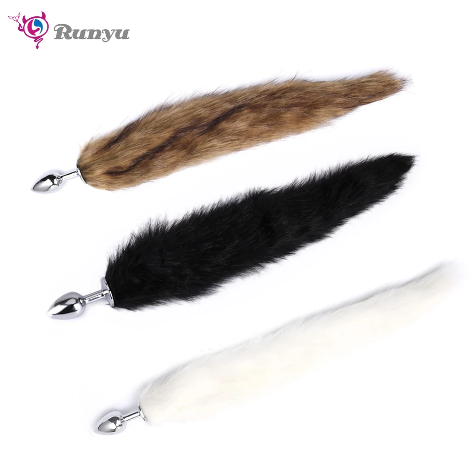Anal Massager Toys for Women Long Fox Tail with Faux Fur Cosplay Role Play Metal Butt Plug Juguetes Sexuales Anal
