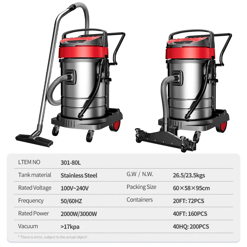 Factory Direct Sales Industrial Vacuum Cleaners Vacuum Cleaners Machine 80L Industrial Dry Wet Vacuum Cleaner