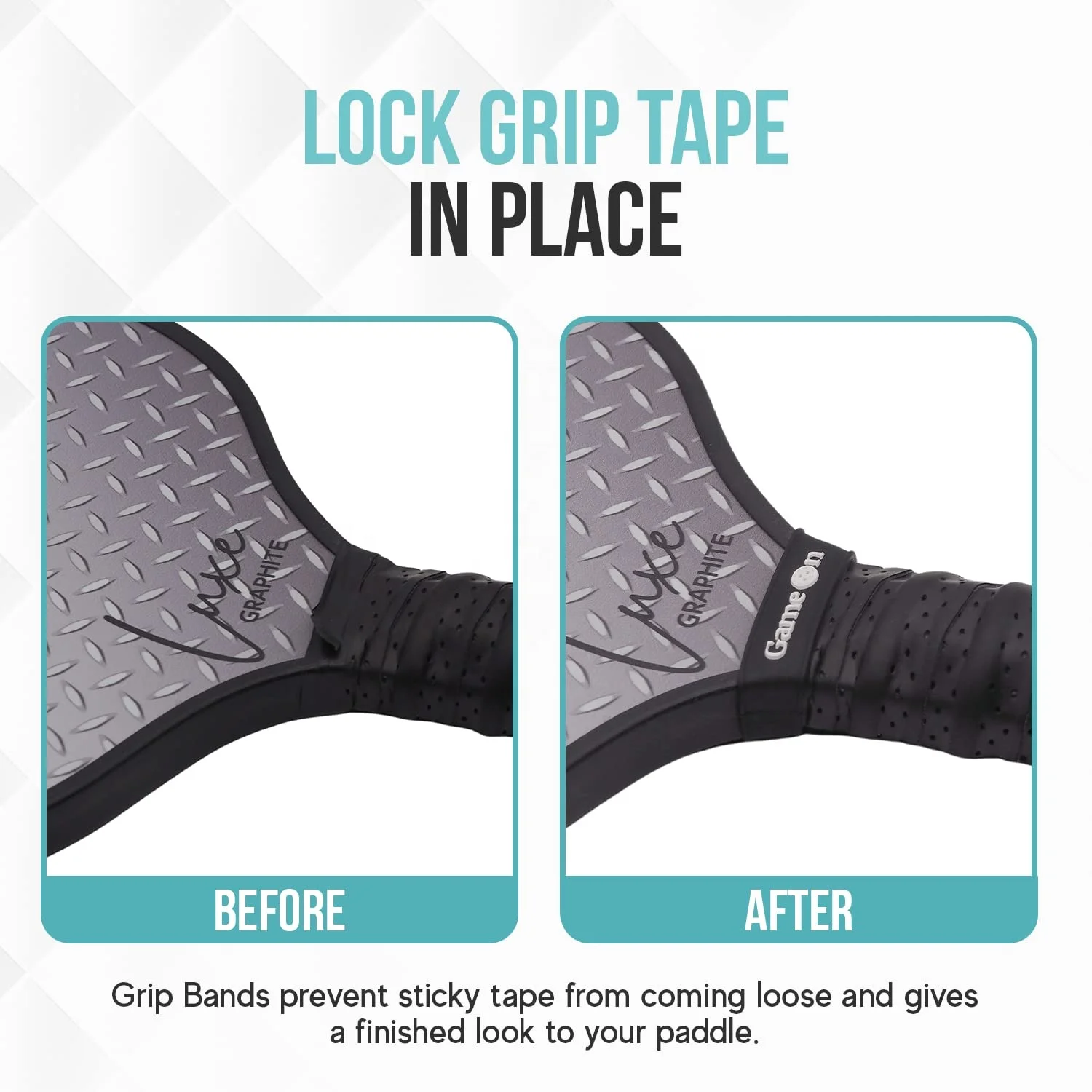 Pickleball Grip Bands Secures Overgrip One Size Fits All Paddle Handles Silicone Band Double Sided Embossed Design