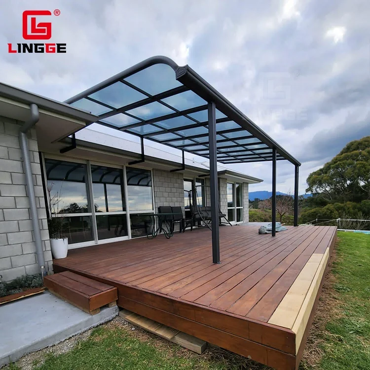 UV Protection Rainproof Metal Aluminum Customized Balcony Awnings Outdoor Canopy Patio Cover PC Roof