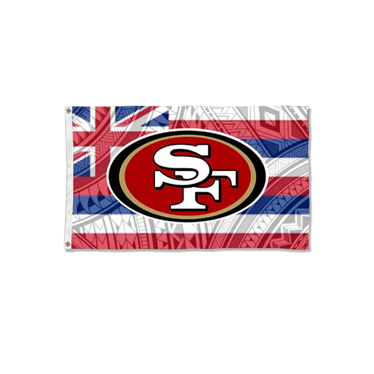 Custom Your Own Design Outdoor 100D Polyester Gold Blooded SF 49ERS Country Football Team USA Champions Bills Flag 3x5Ft Banner