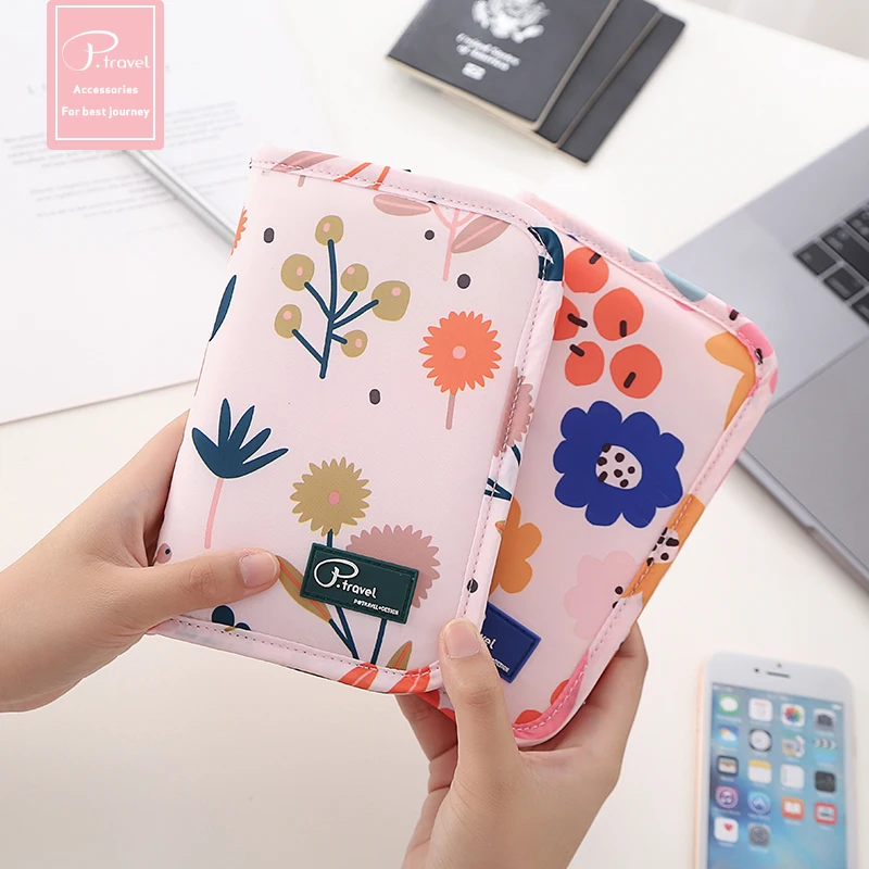 P.Travel Wholesale Women Polyester Rfid Blocking Zipper Travel Passport Holder Wallet