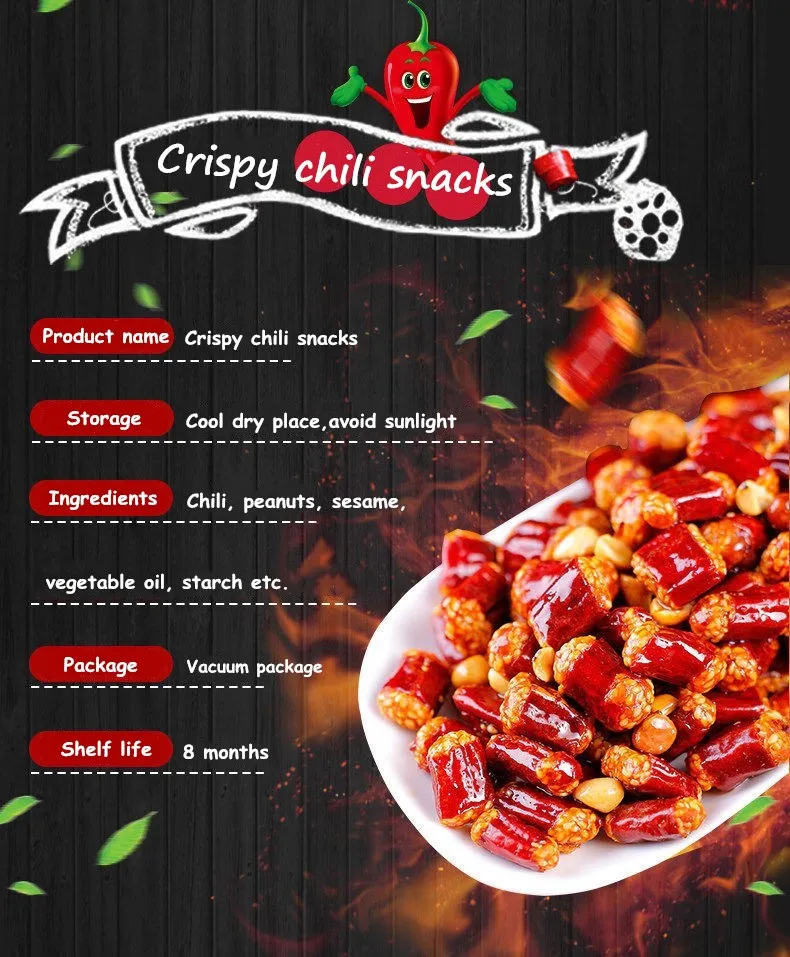 Top grade crispy and spicy chili with sesame and peanut wholesale chili nut snacks