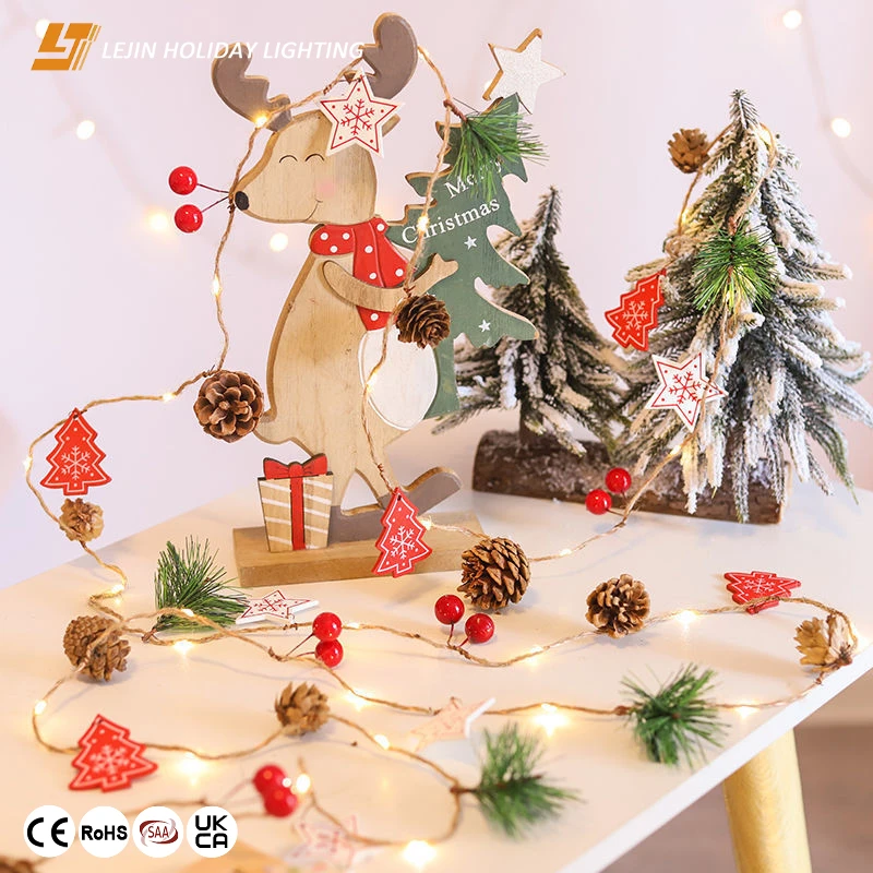 Copper led warm white Wood chip pine nut Led string for christmas decoration