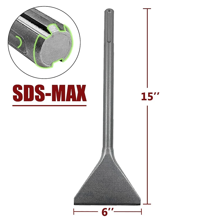 6 Inch SDS Max Shank Wide Tile & Thinset Floor Scraper Scaling Chisel For Rotary Hammer Drills