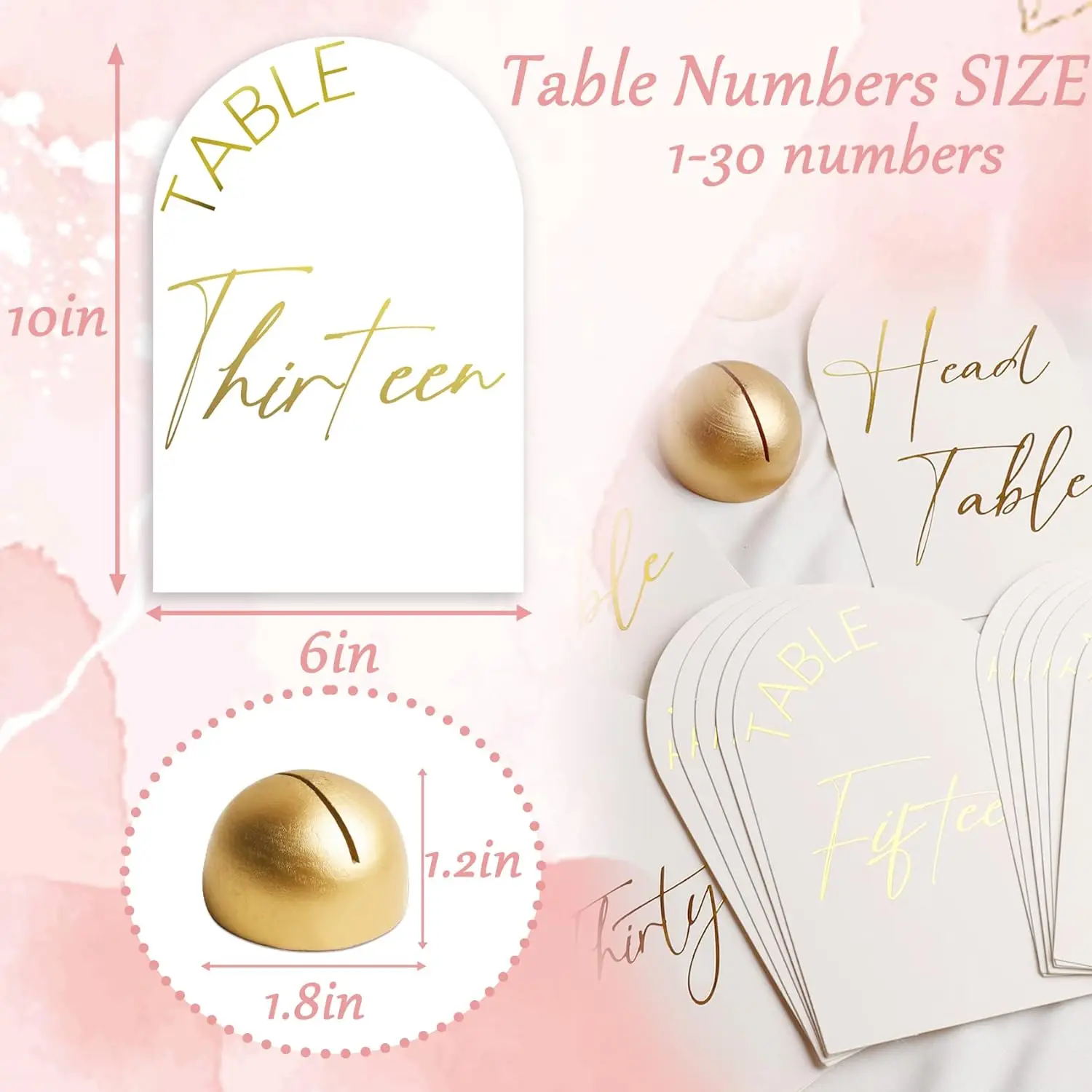 Modern Double-Sided Gold Foil Table Number Card Signs 1-30 Arch Table Number Cards for Wedding Reception