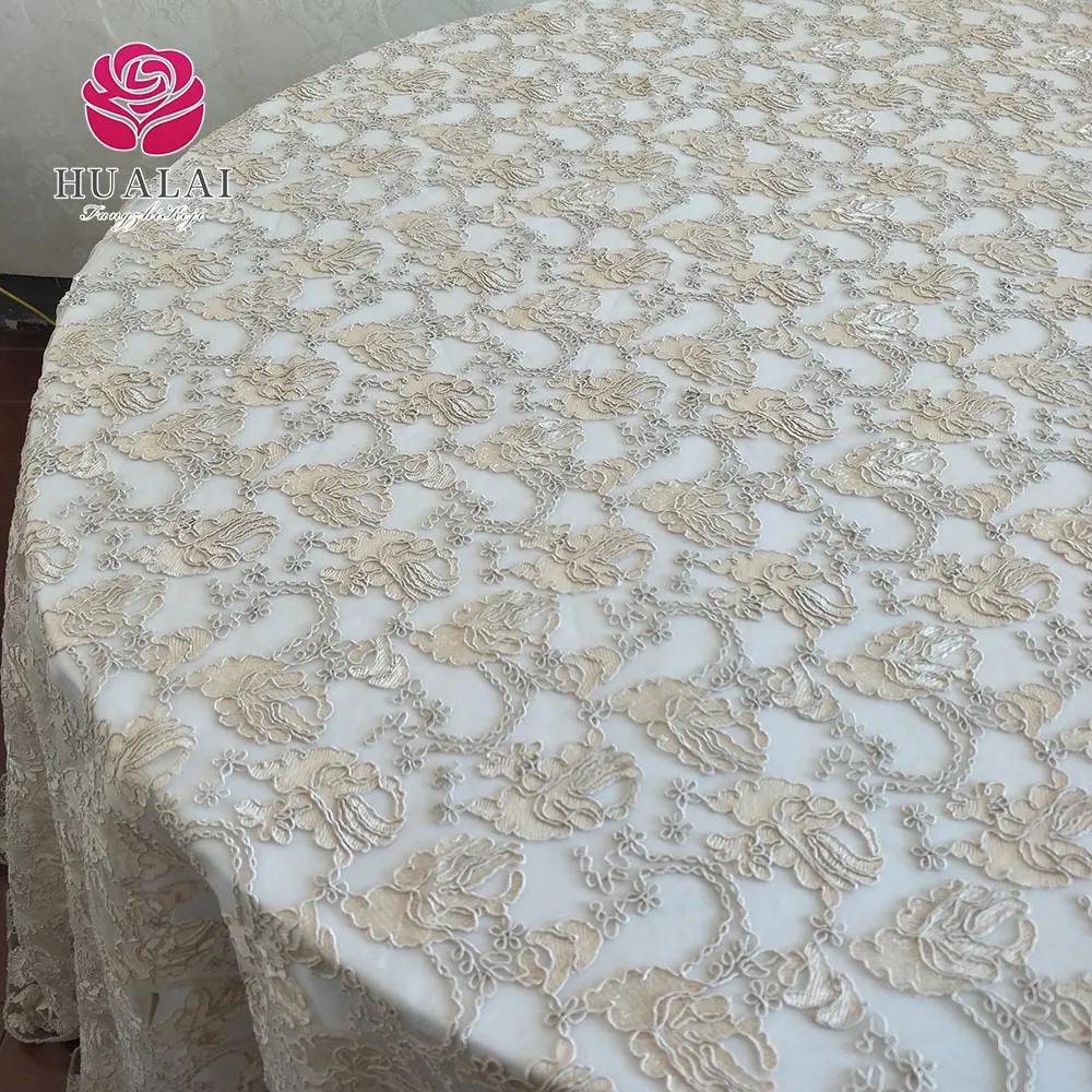 Готовая 132 дюймов Круглая Роскошная накладка на стол для шампанского ткань вышивка сетку свадьбы и вечеринки