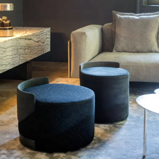 Stool Home Living Room Furniture Set Round Seated Cloth Luxury Modern Design European Style Fabric Home Office Hotel Apartment