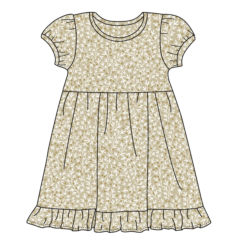 Hot Sale Kids Summer Clothing Floral Print Cotton Short Sleeve Toddler Girl Fashion Princess Dress