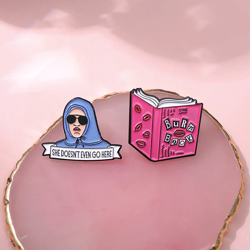 Creative Pink Series English Letter Badge Cartoon Book Funny Girl Geometry Clothing Accessories Metal Badge Wholesale