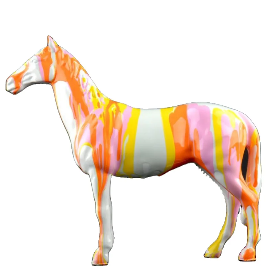 Resin Sculpture Horse Festival Decorative Fiberglass Colored Drawing Sculpture Pop Art 2021 (2).jpg