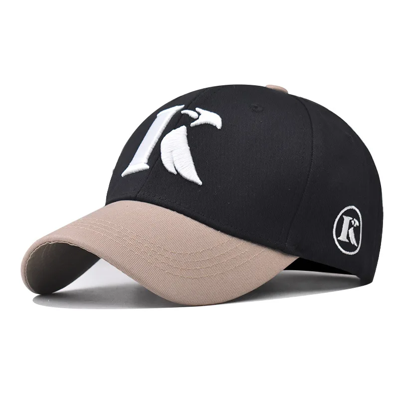 New Four Seasons two-tone  Cotton Baseball Hat for Men and Women Cotton K Letter Embroidered sport sun visor hats