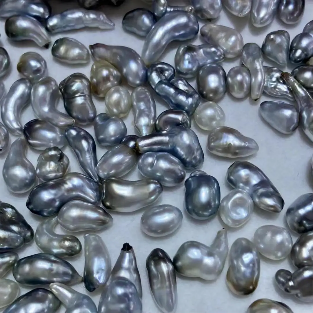 Fine Jewelry Mix Size Seawater Black Silver Gray Tahitian Loose Keshi Pearls for Wholesale