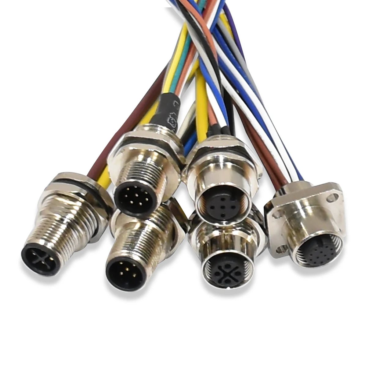  M12 male real panel mount соединительный кабель питания с кодированием pigtail