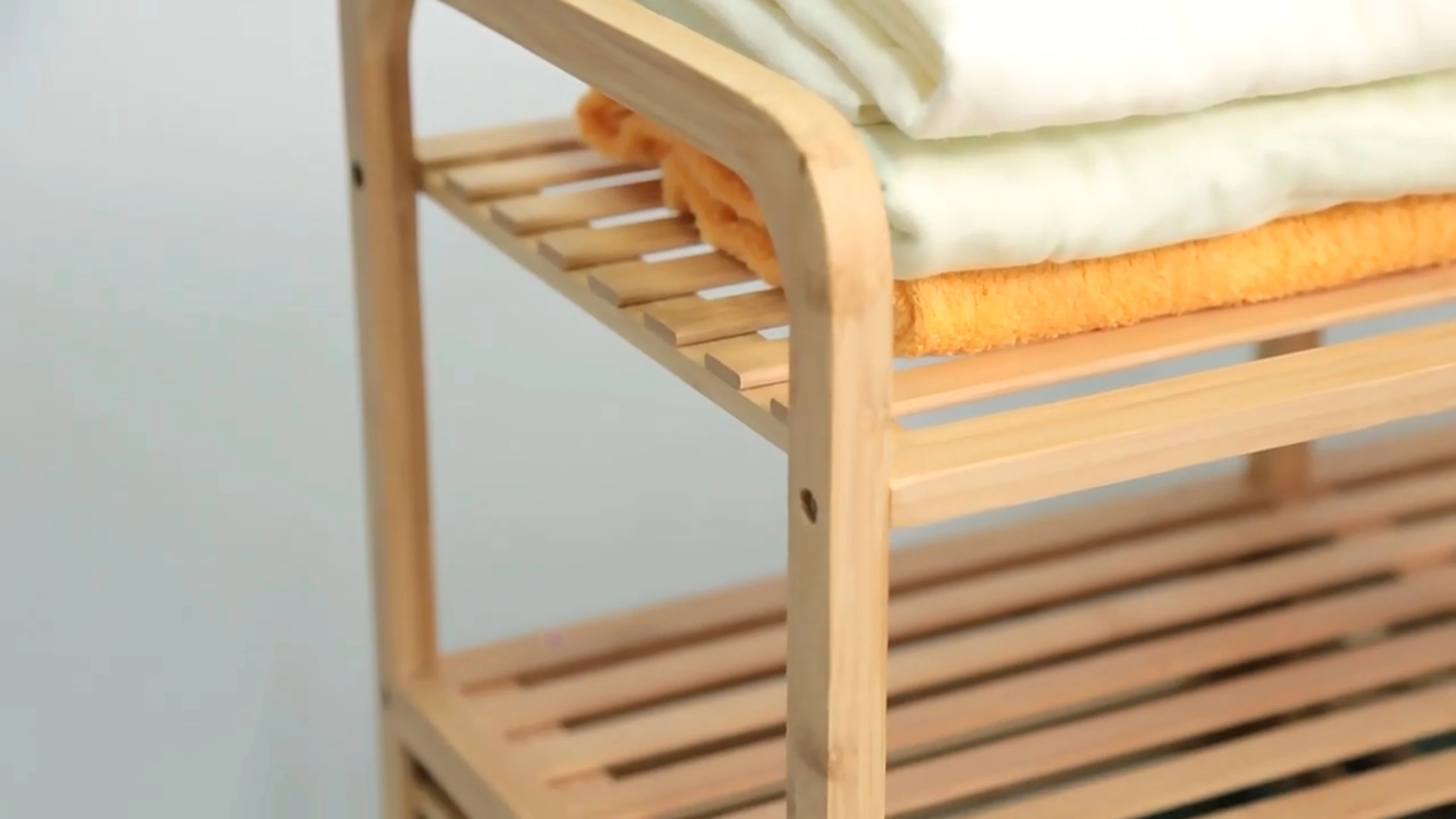 Wholesale Factory Bamboo Organizer Bathroom Shelf Wooden Storage Shelves Dirty Clothes Laundry Basket