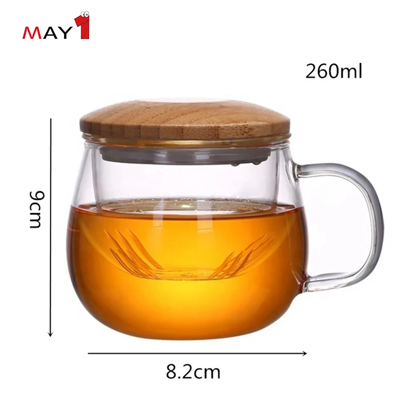 bpa free borosilicate thermo glass with infuser tea cup