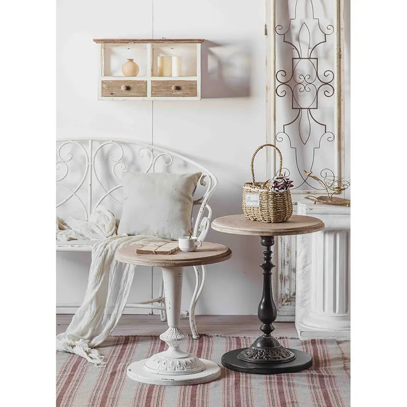 Modern Wood Top Multi Styles Vintage Natural Side Table Carving Craft Handmade Round Coffee Table