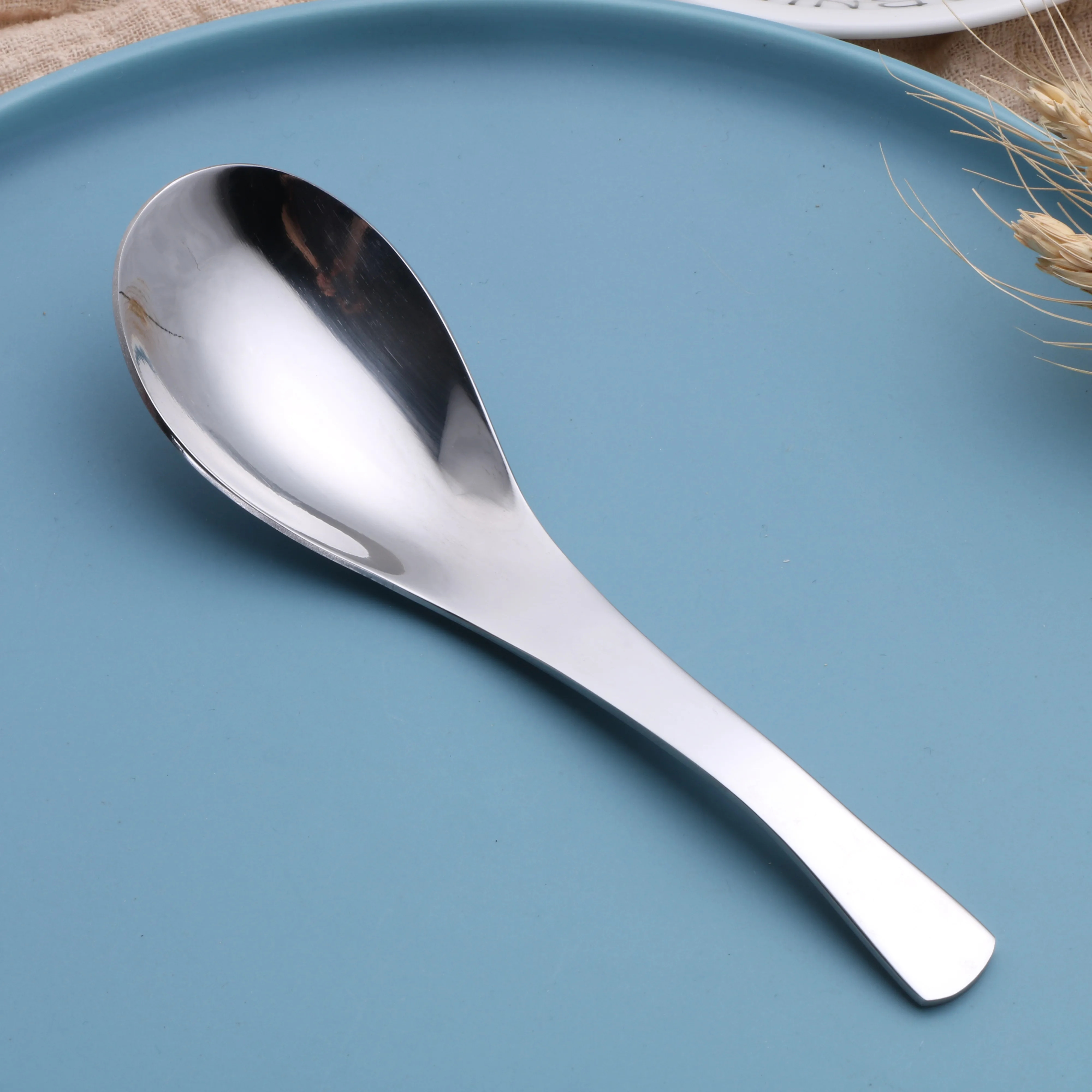 Wholesale Royal Thick Round Rice Spoon Stainless Steel Earl Spoon Metal Table Soup Spoon