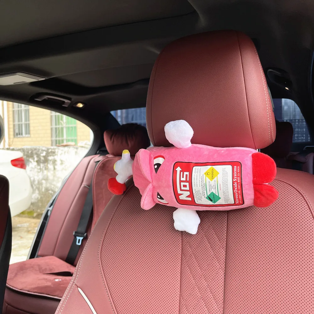 New creative large good gift car decoration headrest back seat neck support plush toy NOS gas bottle pad plush toy soft pillow