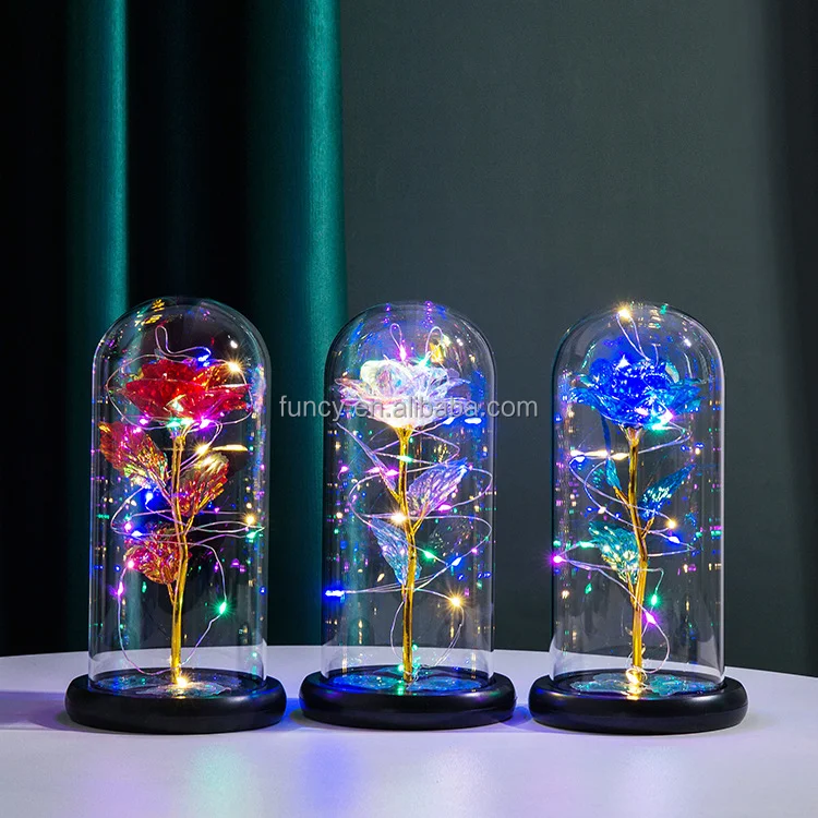 Wholesale Gift Box Customized Logo Eternal Artificial Roses Galaxies Light Up Led Enchanted Galaxy Rose