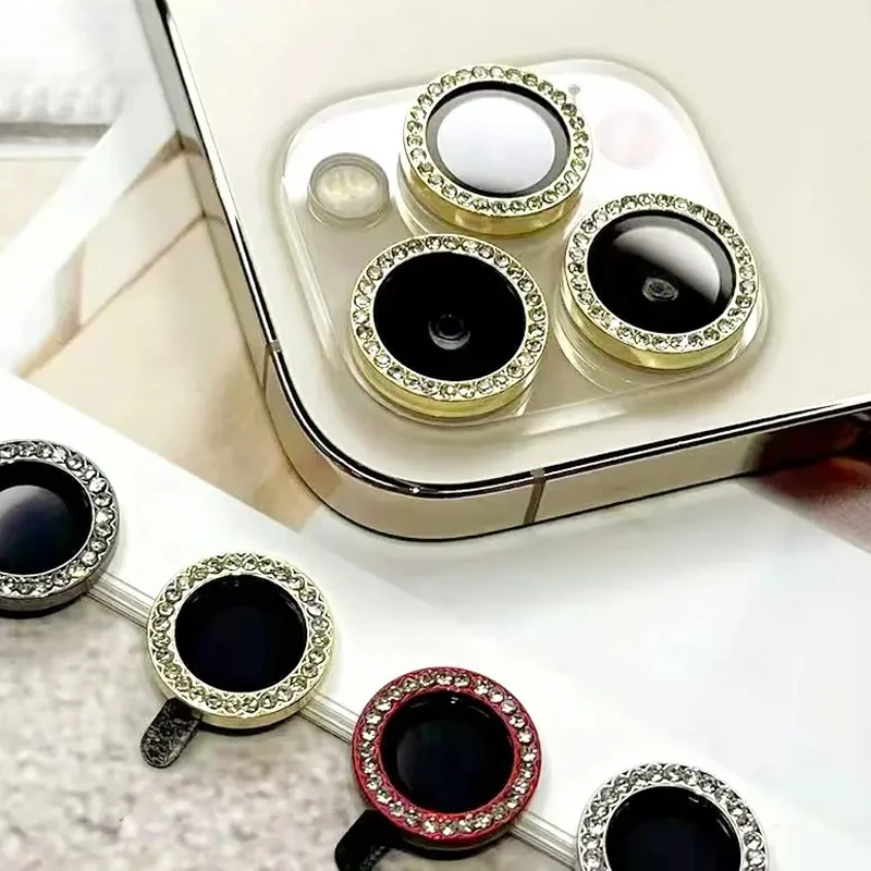 Wholesale Glitter Diamond Tempered Glass Lens Ring Camera Lens Protector Film For Iphone 13 12 11