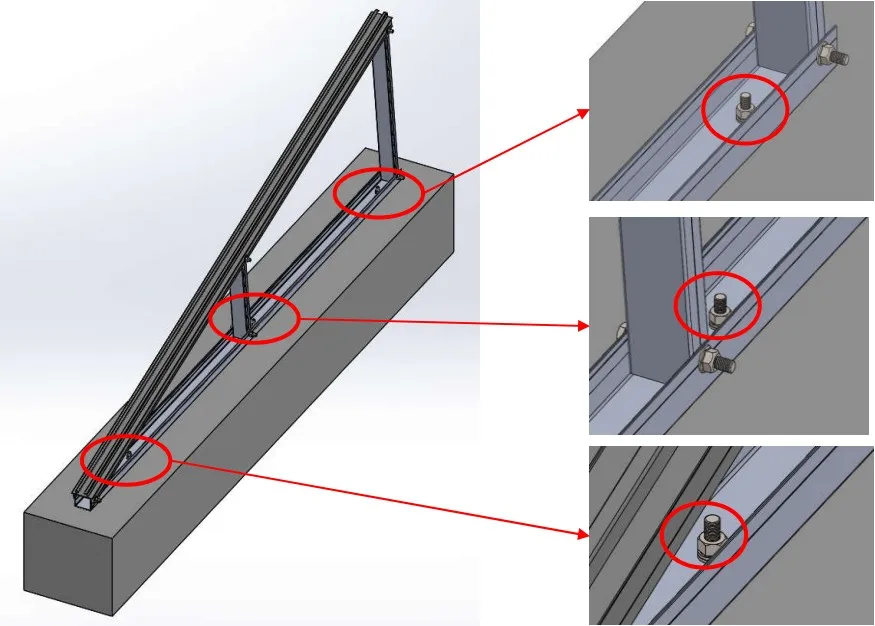 
Flat Roof Triangle Solar Structure solar panel clamp Roof Mount Solar Power Plant Rack Aluminium Tracker Support Clamp N7+C7 