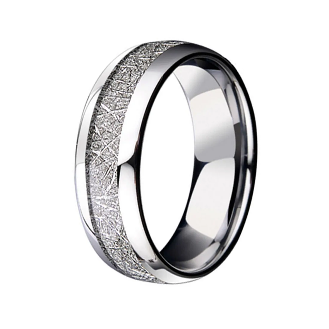 ring meteorite inlay Tungsten carbide Men band 8MM ring