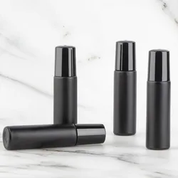 10 ml shipping heavy wall 10ml perfume essential oil thick frosted color matte black glass roller bottle with roll on ball