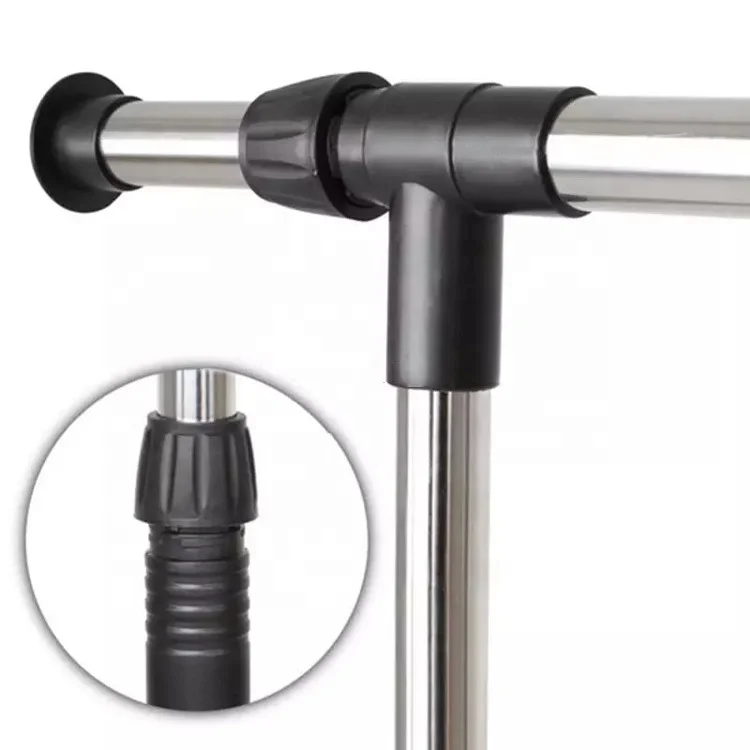 Customized Floor Standing Metal Hangers Bedroom Hanging Clothes Coat Racks With Wheels Easy To Moving