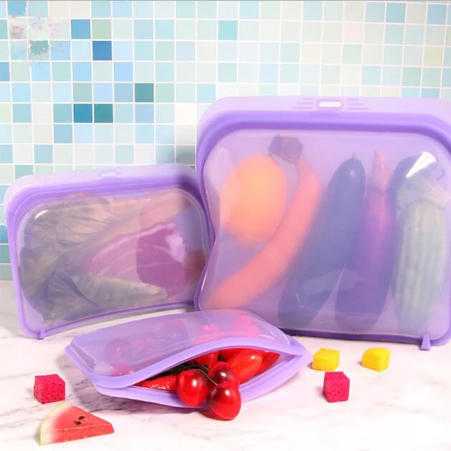 BPA Free Silicone Pouch Food Storage Bag Airtight Food Containers Reusable Ziplock Bags For Storing Sandwich, Snack and Liquids