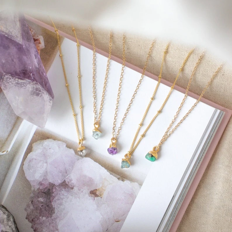 Raw Crystal Necklace Gemstone /Moonstone/Labradorite/Citrine Layering Necklace