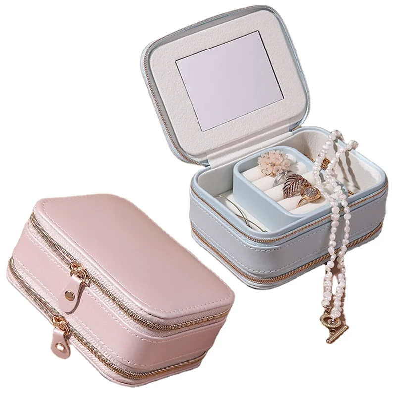 Бархатный дорожный футляр для ювелирных изделий с зеркалом индивидуальный