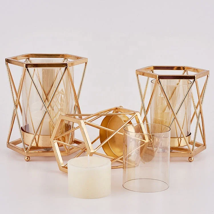 WONDER  wholesale different size Ironwork candle stand metal hollowed-out glass candle holder home party decoration candlesticks