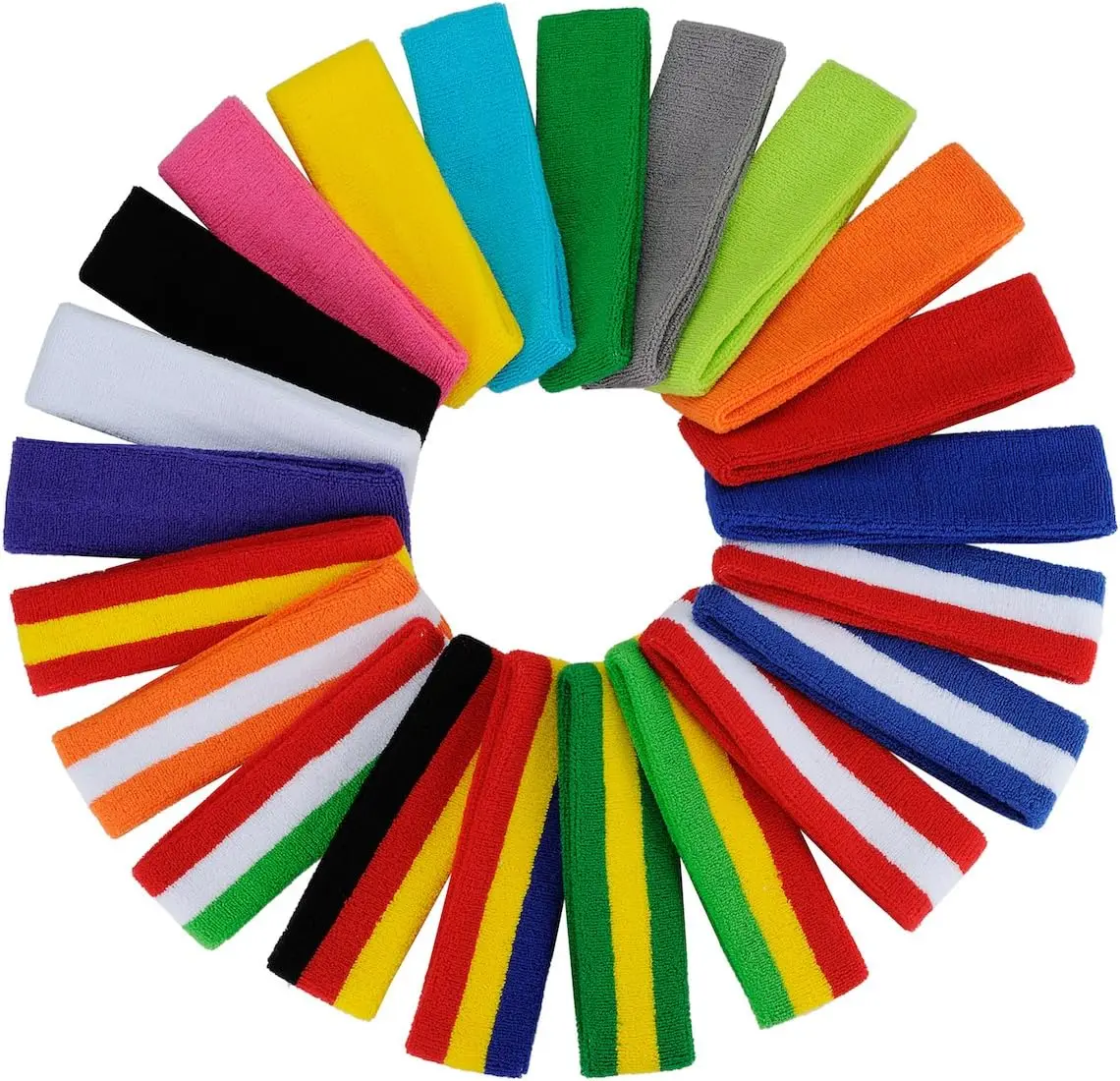 Custom Solid Color 3 Pieces Cotton Head Band Custom Logo Sweatband Headbands Set