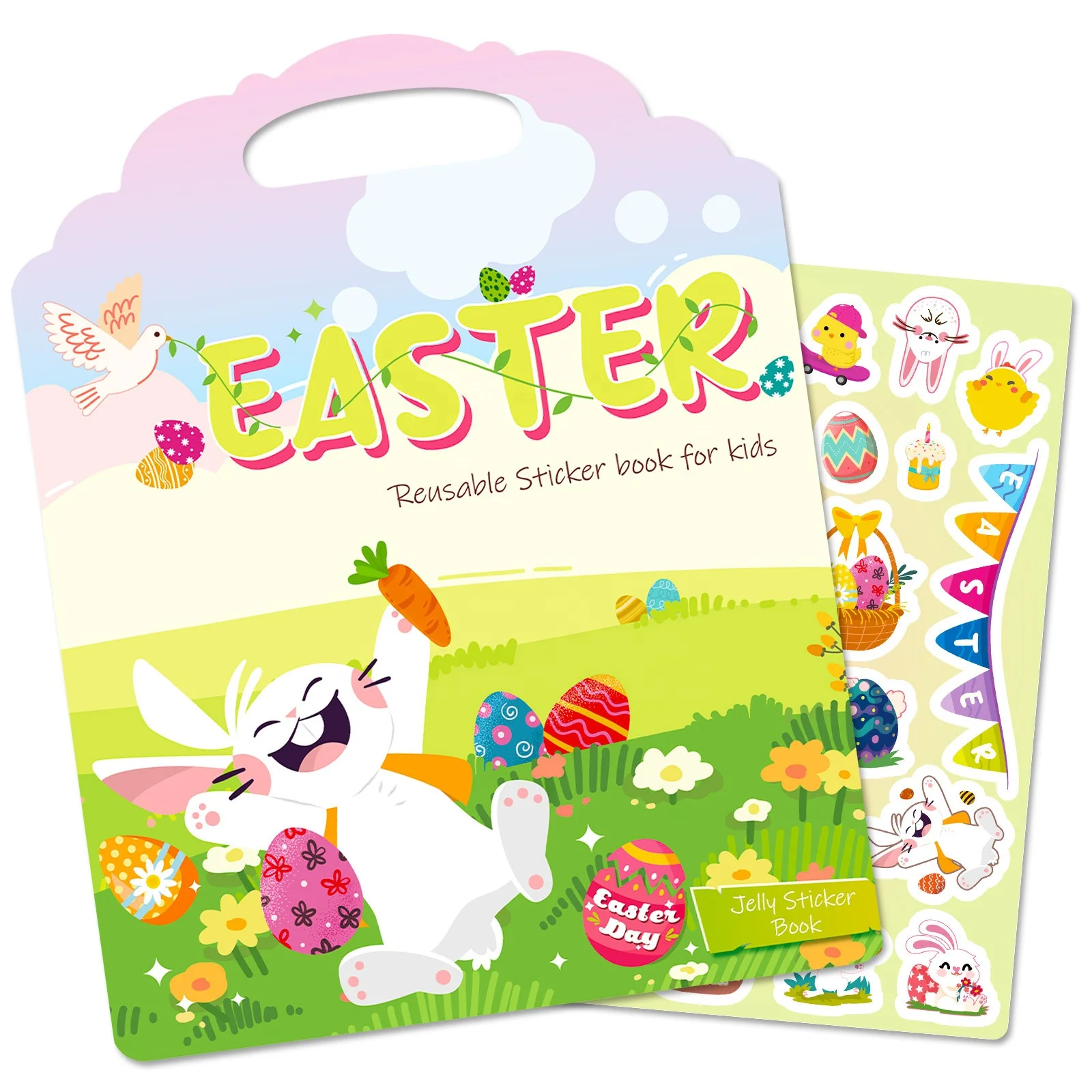 Easter style kindergarten children enlightenment education repeatedly put waterproof jelly sticker books