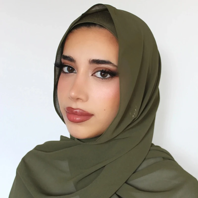 High  End  Design Chiffon Scarf With Matching Color Under scarf Two Piece Hijab Set For Muslim Women Daily Hijab Accessory