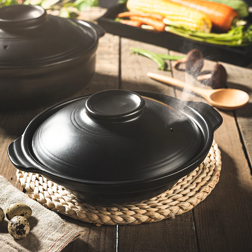 Multi-size black creative ceramic casserole Restaurant Kitchen household open fire soup pot