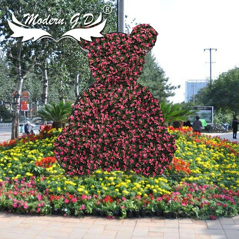 Customized Animals  little bear metal Frames Artificial Sculpture Decoration Combination of diy flower pots