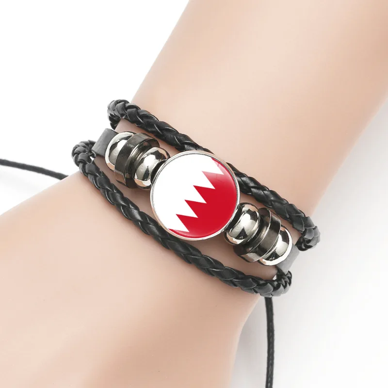 National flags leather bracelet handmade braided bracelet