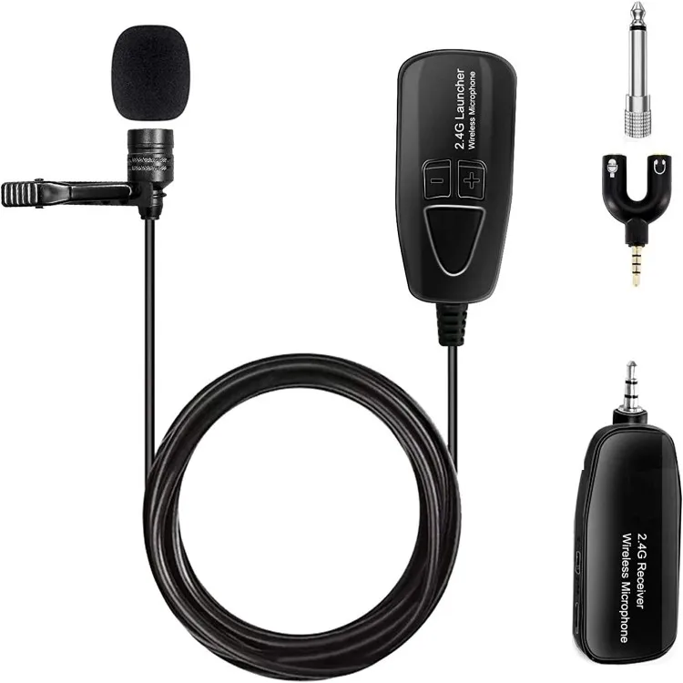 Omnidirectional Condenser Mic Professional 2.4G Wireless Lavalier Microphone Rechargeable Transmiatter and Receiver Microphone