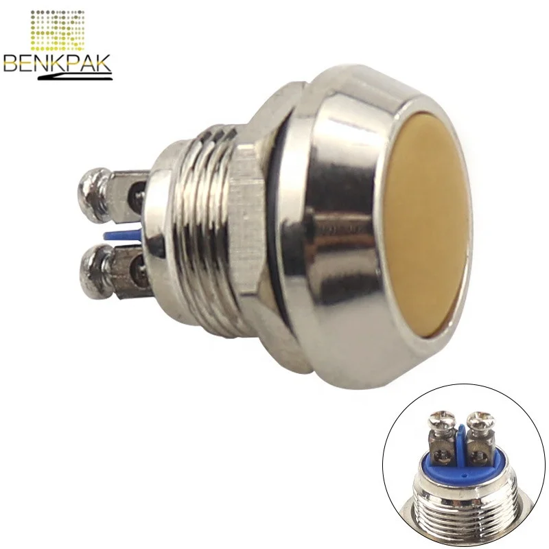 12mm anti-vandal metal momentary pushbutton switch metal switch 1NO