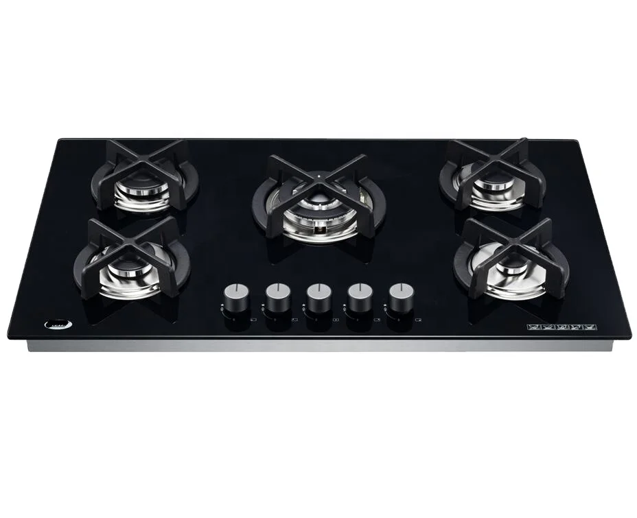 90cm Gas on Glass Hob in Black Glass