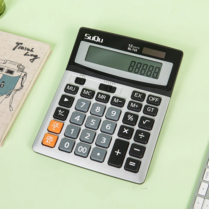 Фабрика финансовый учет специальный калькулятор Солнечная двойной научный калькулятор, 16-значный многофункциональная металлическая панель 12-разрядный калькулятор