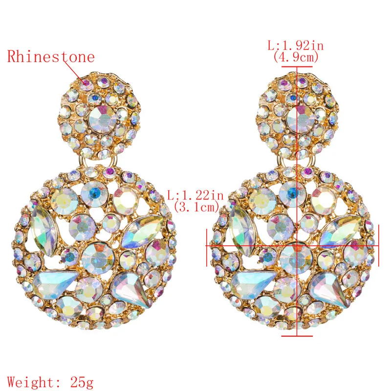 
Alloy Round Pendant Earrings Simple Rhinestone Earrings for Women 