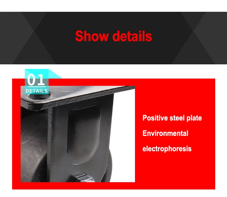 50mm 300kg high bearing black industrial smooth rotation nylon locking plate gravity heavy duty caster wheels