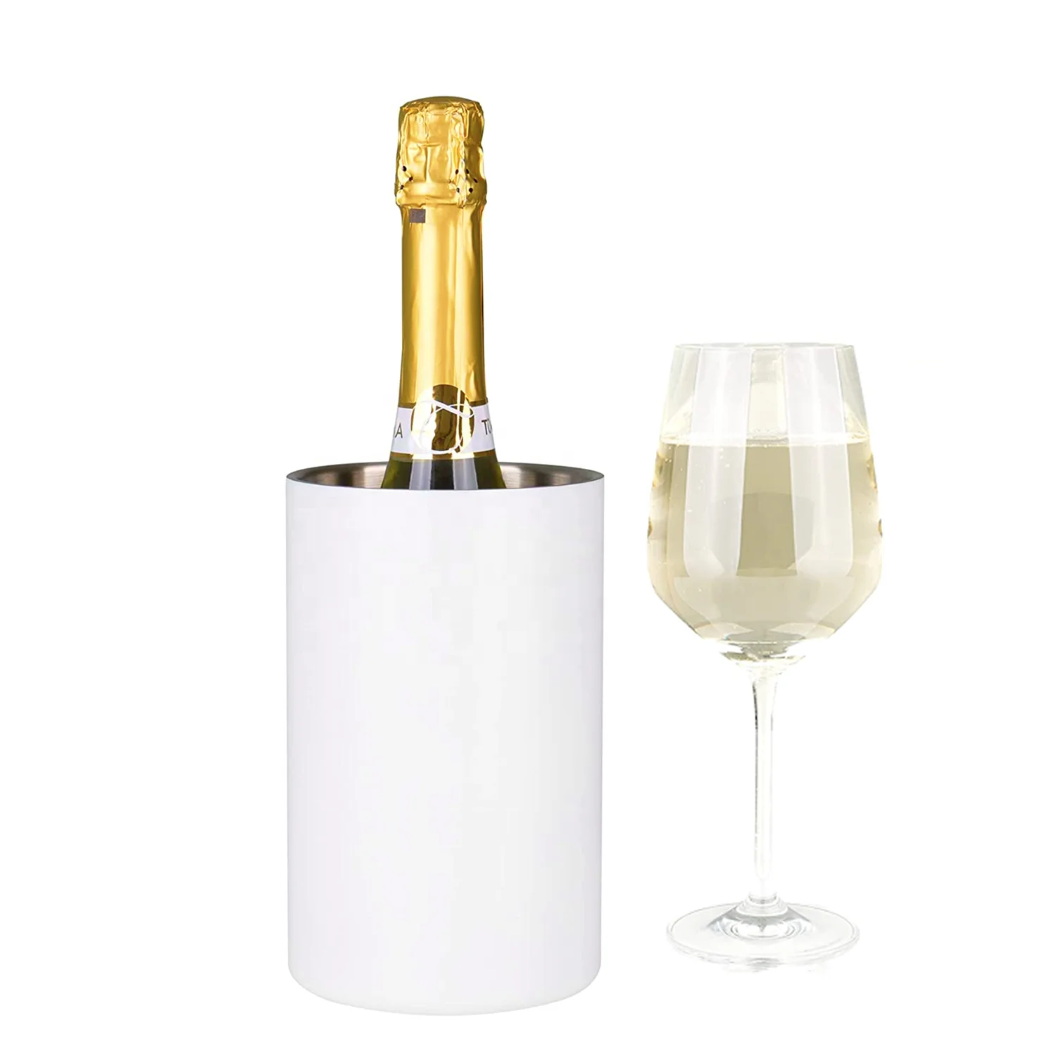 Stainless Steel Wine and Beverage Bottle Chiller Champagne Cooler Bucket Perfect Wine Accessories for 750ml Single Bottle