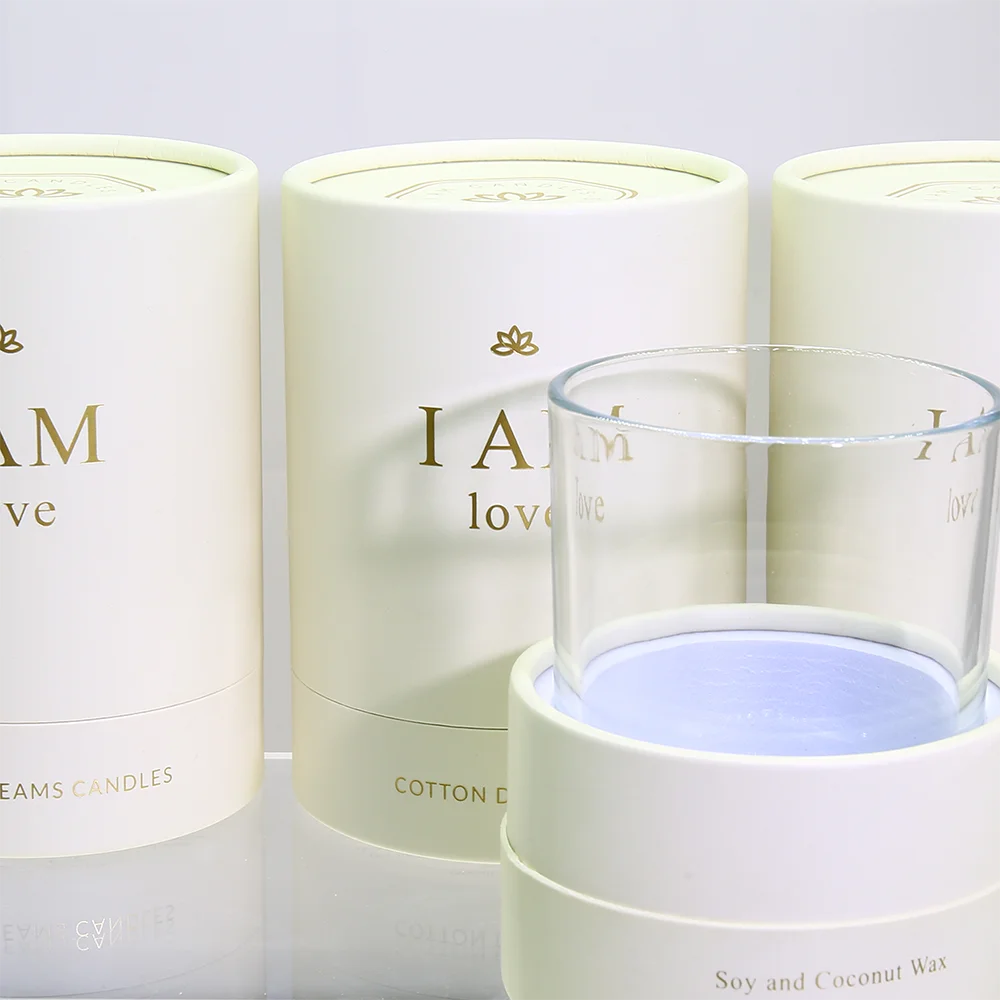 Custom Cardboard Container Handmade Soy Wax Private Label Luxury Candle Glass Jar Box Tube Packaging for Cosmetics